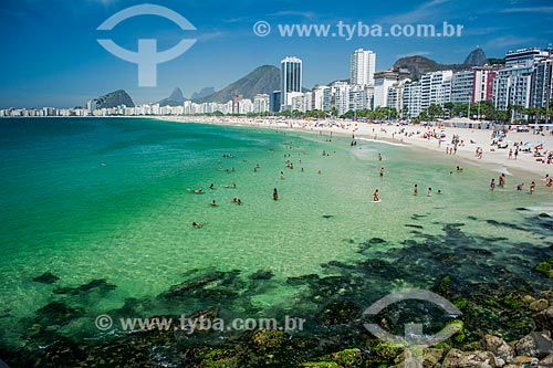  View of Leme Beach with clear water - phenomenon caused by wind direction change, influencing ocean currents and leaving the water most clear and warm  - Rio de Janeiro city - Rio de Janeiro state (RJ) - Brazil