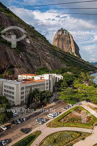  School of Command and General Staff of the Top view of Army (ECEME) with the cable car of Sugar Loaf making the crossing between the Urca Mountain and Sugar Loaf  - Rio de Janeiro city - Rio de Janeiro state (RJ) - Brazil