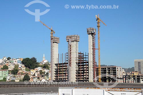  View of construction site of commercial building from Gasometro Viaduct  - Rio de Janeiro city - Rio de Janeiro state (RJ) - Brazil