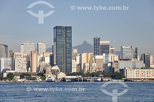  View of Station Waterway Praca XV with buildings of Rio de Janeiro city center neighborhood in the background from Guanabara Bay  - Rio de Janeiro city - Rio de Janeiro state (RJ) - Brazil