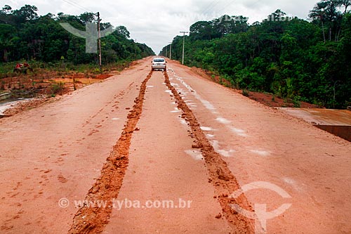  Detail of mud track - BR-319 highway  - Amazonas state (AM) - Brazil