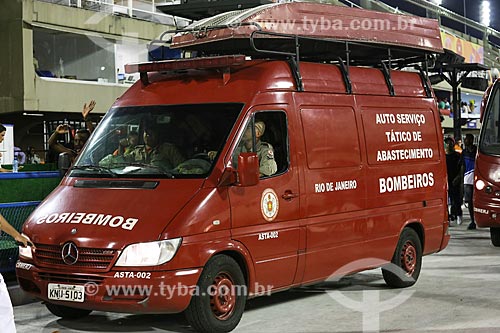  Fire Department car during parade - Marques de Sapucai Sambadrome  - Rio de Janeiro city - Rio de Janeiro state (RJ) - Brazil