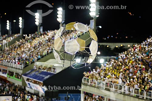  Drone as a soccer ball form during parade of Gremio Recreativo Escola de Samba Portela Samba School  - Rio de Janeiro city - Rio de Janeiro state (RJ) - Brazil
