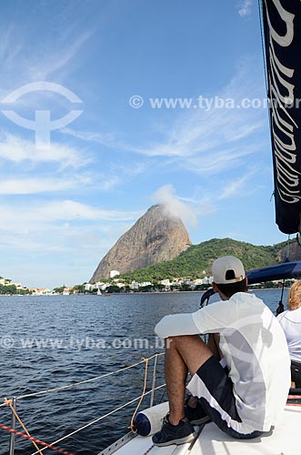 View from deck of boat - Guanabara Bay with Sugar Loaf in the background  - Rio de Janeiro city - Rio de Janeiro state (RJ) - Brazil