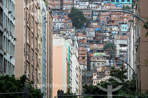  View of Raul Pompeia Street buildings with Pavao Pavaozinho slum in the background  - Rio de Janeiro city - Rio de Janeiro state (RJ) - Brazil