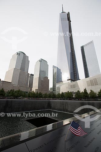  National September 11 Memorial and Museum (Ground Zero of the World Trade Center) with the WTC 1 in the background  - New York city - New York - United States of America
