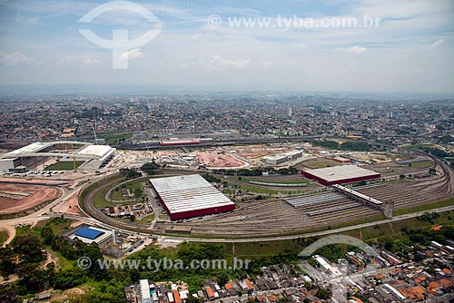  Aerial photo of Itaquera area maintenance of the Sao Paulo Subway with the Corinthians Arena  to the left  - Sao Paulo city - Sao Paulo state (SP) - Brazil