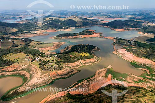  Aerial photo of Jaguari Dam (1981) during the supply crisis in Sistema Cantareira (Cantareira System)  - Joanopolis city - Sao Paulo state (SP) - Brazil