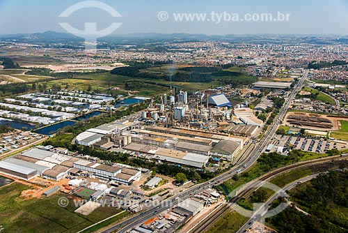  Aerial photo of Suzano Paper and Celulose factory  - Suzano city - Sao Paulo state (SP) - Brazil