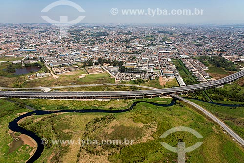  Snippet of Mario Covas Beltway - also known as Sao Paulo Metropolitan Beltway - between of Suzano and Poa cities with the Tiete River  - Suzano city - Sao Paulo state (SP) - Brazil