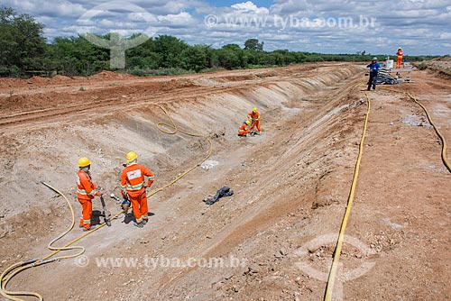  Construction site of irrigation channel near to Moxoto Dam - part of the Project of Integration of Sao Francisco River  - Sertania city - Pernambuco state (PE) - Brazil