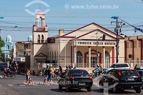  View of First Baptist Church with the Nossa da Senhora da Conceicao Cathedral in the background  - Santarem city - Para state (PA) - Brazil