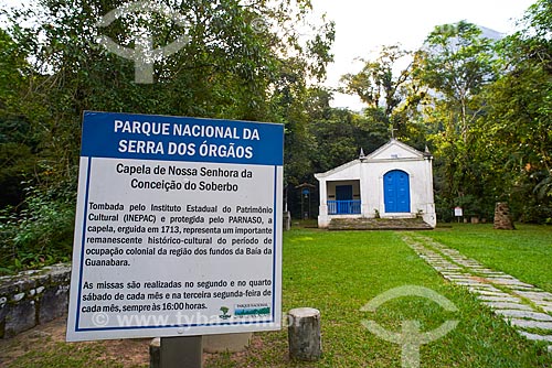  Information plaque - Nossa Senhora da Conceicao do Soberbo Chapel (1713) - Visitors Center von Martius - Serra dos Orgaos National Park  - Guapimirim city - Rio de Janeiro state (RJ) - Brazil