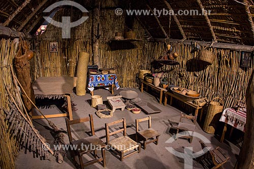  Replica of mexican indigenous housing on exhibit - National Museum of Anthropology  - Mexico city - Federal District - Mexico