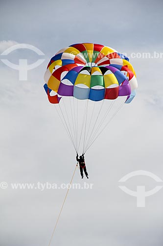  Paraglider during flight over of the Uyuni Salt Flat  - Uyuni city - Potosi department - Bolivia
