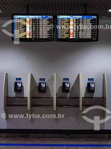  Public telephones and flights panels - boarding area of Terminal 1 - Salgado Filho International Airport (1940)  - Porto Alegre city - Rio Grande do Sul state (RS) - Brazil