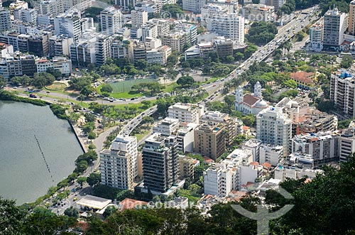  View of buildings of the Lagoa neighborhood and the Santa Margarida Maria Parish (1956) from Cabritos Mountain (Kid Goat Mountain)  - Rio de Janeiro city - Rio de Janeiro state (RJ) - Brazil