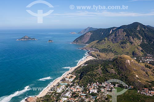  Aerial photo of the Macumba Beach with the Municipal Natural Park Prainha in the background  - Rio de Janeiro city - Rio de Janeiro state (RJ) - Brazil