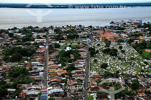  Aerial photo of the Parintins city with the Cathedral of Nossa Senhora do Carmo and the Municipal Cemetery  - Parintins city - Amazonas state (AM) - Brazil