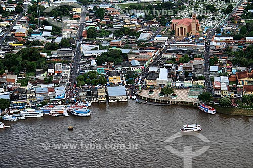  Aerial photo of the Parintins city with the Cathedral of Nossa Senhora do Carmo  - Parintins city - Amazonas state (AM) - Brazil