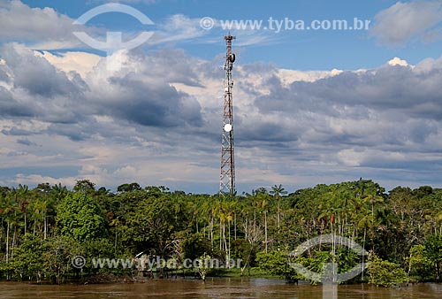  Cellular antenna on the banks of Amazonas River - near to Urucurituba city  - Urucurituba city - Amazonas state (AM) - Brazil