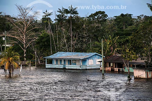  Bom Jesus Municipal School on the banks of the Amazonas River in flood season - between the cities of Urucurituba and Itacoatiara  - Urucurituba city - Amazonas state (AM) - Brazil