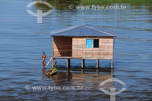  House - Riparian community on the banks of Amazonas River - during flood season  - Careiro da Varzea city - Amazonas state (AM) - Brazil