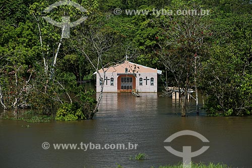  Church - Riparian community on the banks of Amazonas River - during flood season  - Careiro da Varzea city - Amazonas state (AM) - Brazil