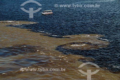  Top view of meeting of waters of Negro River and Solimoes River  - Manaus city - Amazonas state (AM) - Brazil