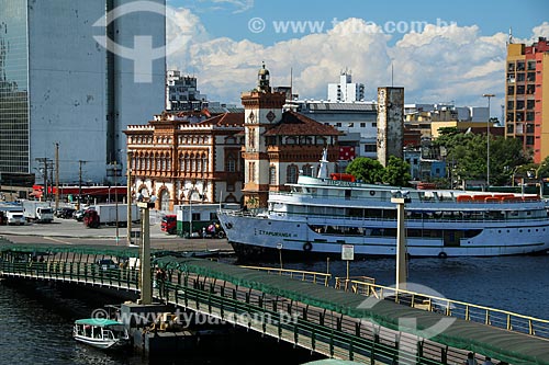  Manaus Port with the buildings of customhouse and Guardamoria (1906) in the background  - Manaus city - Amazonas state (AM) - Brazil