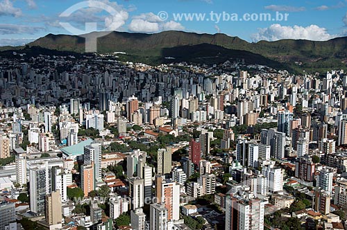  Aerial photo of Savassi neighborhood with the Curral Mountain Range in the background  - Belo Horizonte city - Minas Gerais state (MG) - Brazil