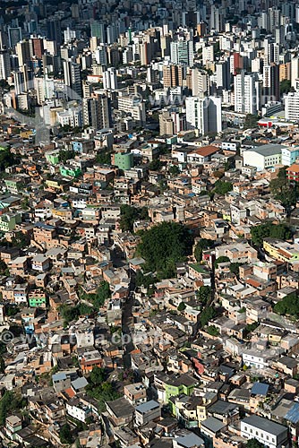  Aerial photo of Encontro Slum and buildings in the background  - Belo Horizonte city - Minas Gerais state (MG) - Brazil