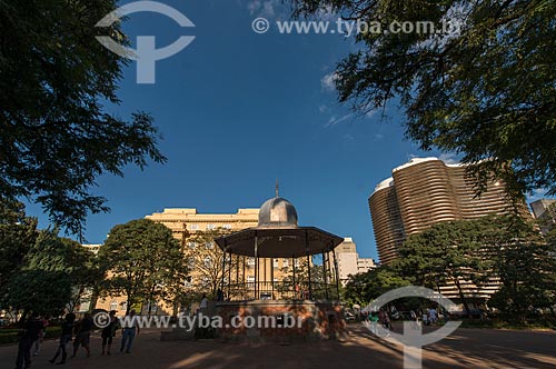  Bandstand - Liberdade Square (Liberty Square) with the Bank of Brazil Cultural Center of Belo Horizonte in the background and Niemeyer Building (1955) to the right  - Belo Horizonte city - Minas Gerais state (MG) - Brazil