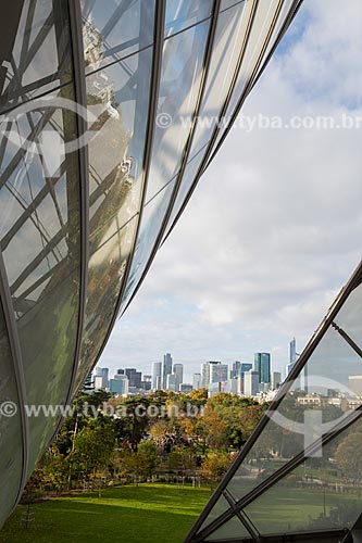  View of the Jardin dAcclimatation (Acclimatation Garden) from Louis Vuitton Foundation with buildings in the background  - Paris - Paris department - France