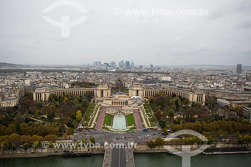  Top view of Jardins du Trocadero (Gardens of the Trocadero) from Eiffel Tower  - Paris - Paris department - France
