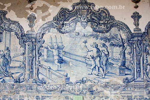  Detail of the portuguese tiles inside of cloister of Sao Francisco Convent and Church (XVIII century)  - Salvador city - Bahia state (BA) - Brazil