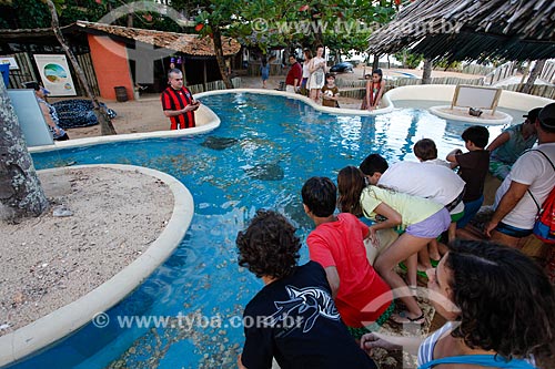  Children observing TAMAR Projects aquarium  - Mata de Sao Joao city - Bahia state (BA) - Brazil