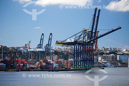  View of the container terminal of Salvador Port (Docks Company of the State of Bahia - CODEBA) from Todos os Santos Bay  - Salvador city - Bahia state (BA) - Brazil