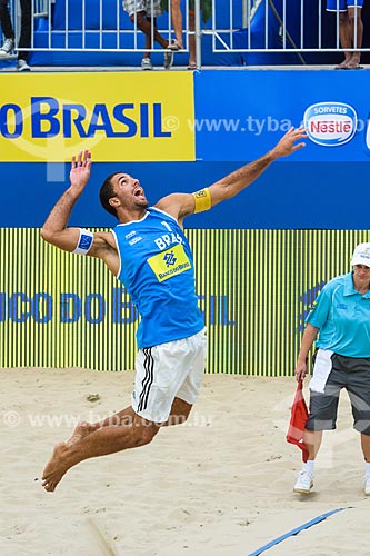  Serve of player Marcus during the Rio Open - Beach Volleyball Circuit stage - test event to Olympic Games - Rio 2016 - Copacabana Beach  - Rio de Janeiro city - Rio de Janeiro state (RJ) - Brazil