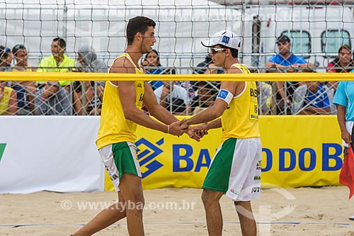  Players Guto and Saymo during the Rio Open - Beach Volleyball Circuit stage - test event to Olympic Games - Rio 2016 - Copacabana Beach  - Rio de Janeiro city - Rio de Janeiro state (RJ) - Brazil