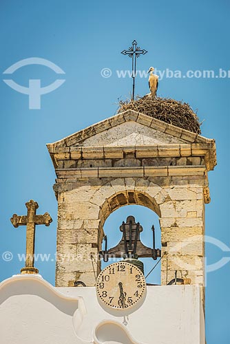  Nest of the white stork (Ciconia ciconia) on the top of a church tower  - Faro city - Faro district - Portugal