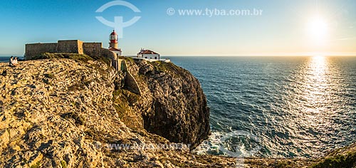 Cape St. Vincent with the lighthouse in the background - part of the Southwest Alentejo and Vicentine Coast Natural Park  - Vila do Bispo municipality - Faro district - Portugal