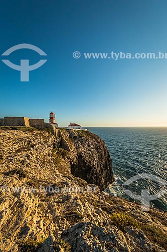  Cape St. Vincent with the lighthouse in the background - part of the Southwest Alentejo and Vicentine Coast Natural Park  - Vila do Bispo municipality - Faro district - Portugal
