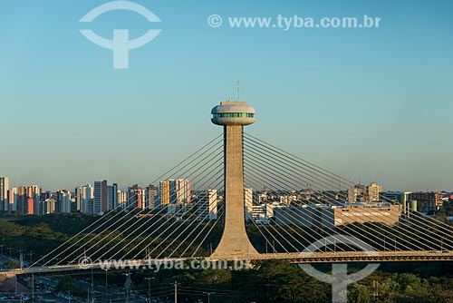  General view of the Joao Isidoro Franca Cable-stayed Bridge (2010) during evening  - Teresina city - Piaui state (PI) - Brazil