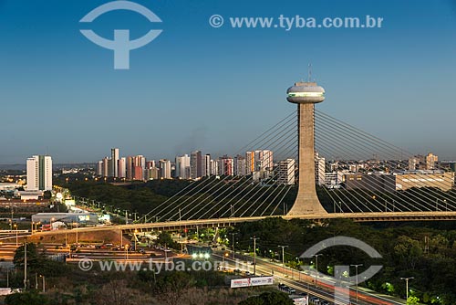  General view of the Joao Isidoro Franca Cable-stayed Bridge (2010) during evening  - Teresina city - Piaui state (PI) - Brazil