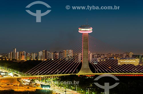  General view of the Joao Isidoro Franca Cable-stayed Bridge (2010) at night  - Teresina city - Piaui state (PI) - Brazil