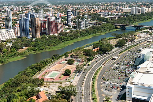  Aerial photo of the Potycabana Park near to Teresina Mall and Juscelino Kubitschek Bridge (1957) - also known as Frei Serafim Avenue Bridge  - Teresina city - Piaui state (PI) - Brazil