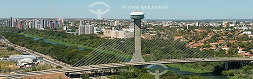  Aerial photo of the Joao Isidoro Franca Cable-stayed Bridge (2010) over of Poti River  - Teresina city - Piaui state (PI) - Brazil