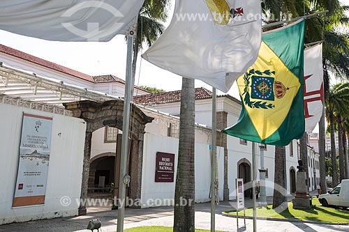  Hoisted flags - entrance of the National Historical Museum  - Rio de Janeiro city - Rio de Janeiro state (RJ) - Brazil