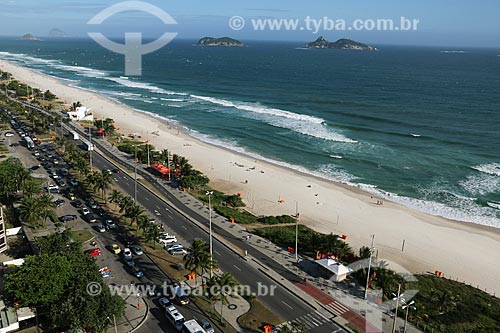  Top view of Barra da Tijuca Beach waterfront with the Tijucas Islands in the background  - Rio de Janeiro city - Rio de Janeiro state (RJ) - Brazil